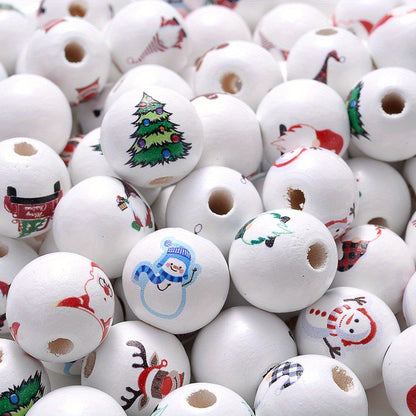 Christmas Wooden Santa & Tree Beads