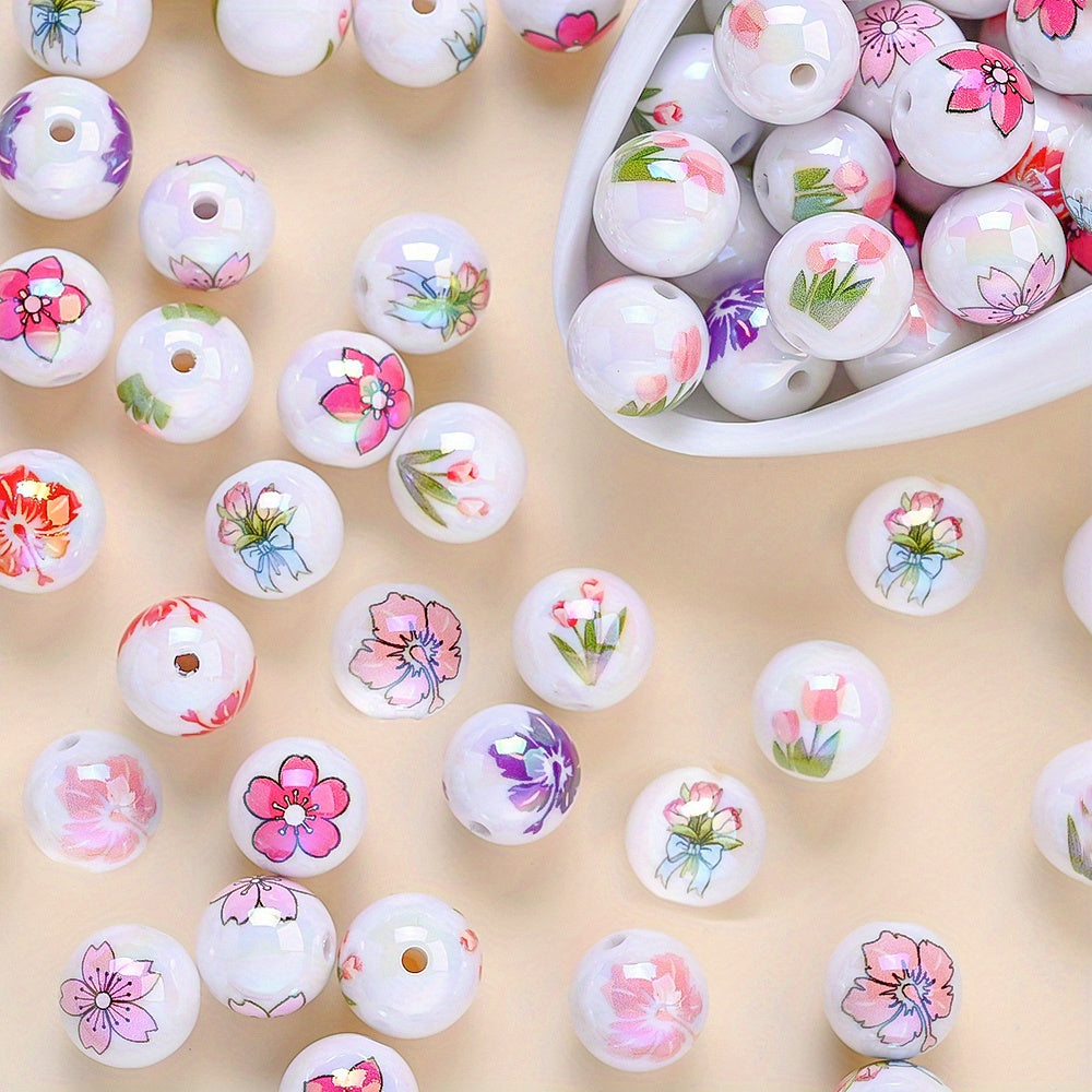 10pcs 16mm Pink Tulip Flower Acrylic Beads