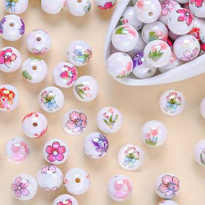 10pcs 16mm Pink Tulip Flower Acrylic Beads