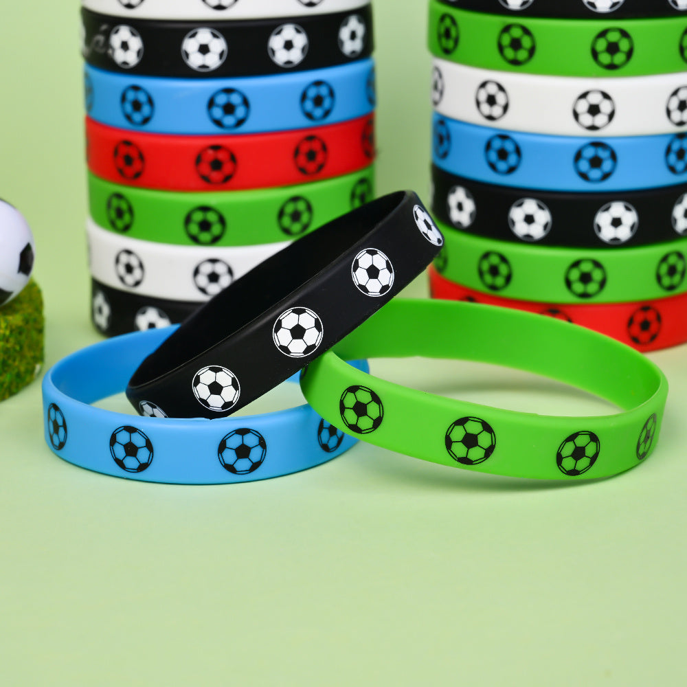 12/24PCS Football Theme Silicone Bracelet Set