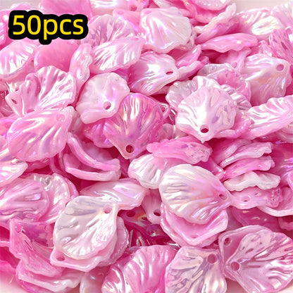 50pcs 15x17mm Acrylic Shell & Leaf Beads