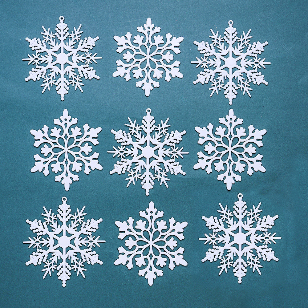White Glitter Snowflake Hanging Ornaments
