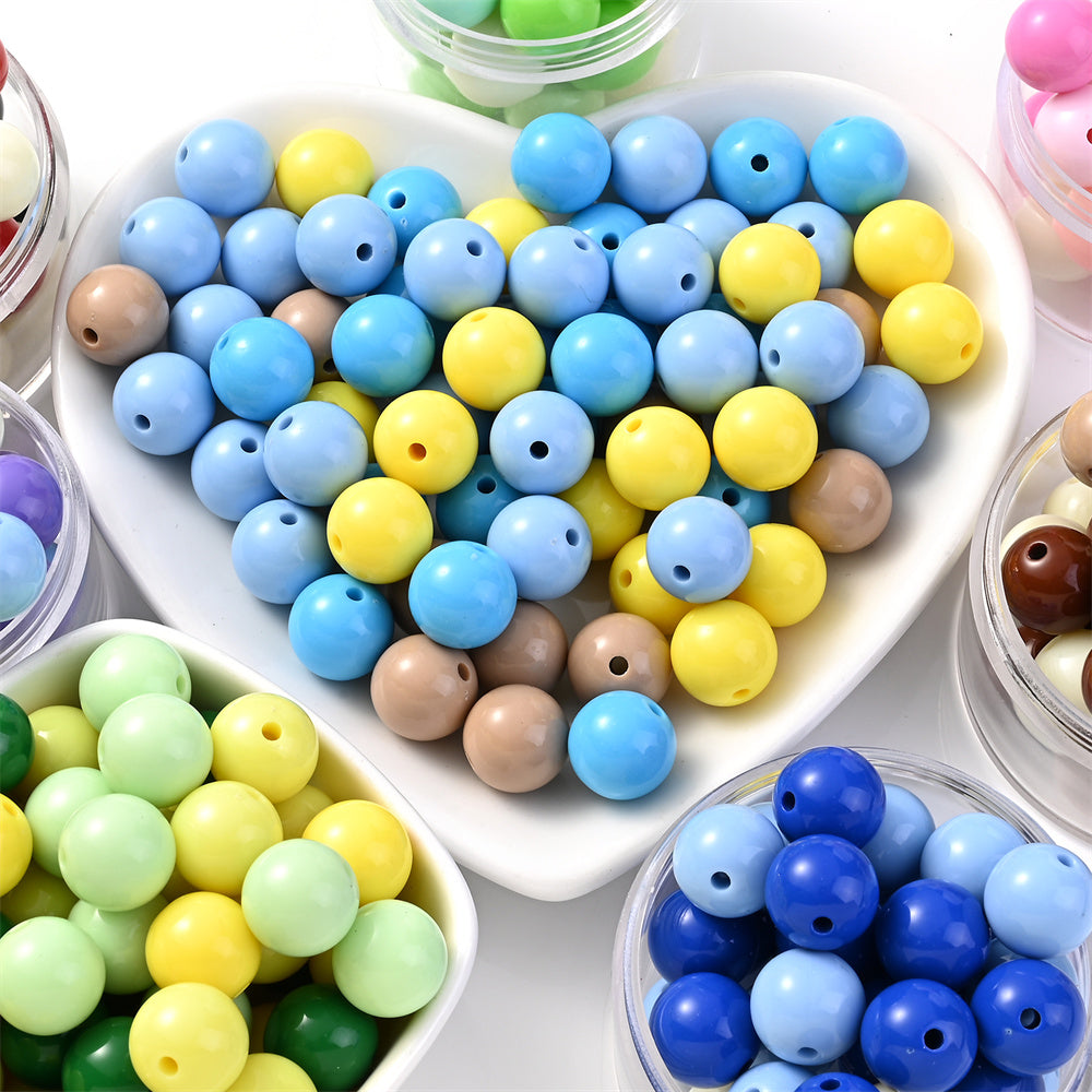 50pcs 16mm Dark Mixed Color Acrylic Round Beads