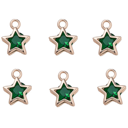 Rhinestone Star Copper Charms