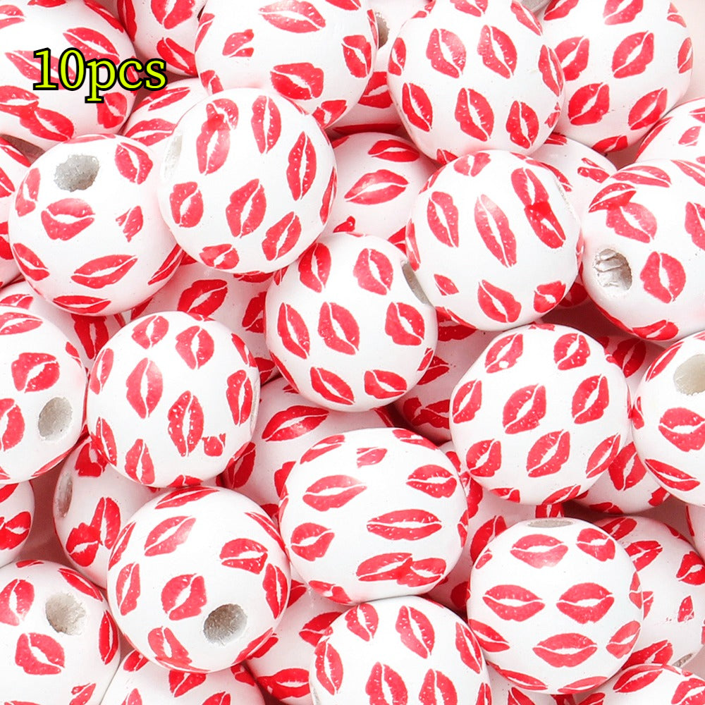 Valentine’s Day Printed Wooden Beads
