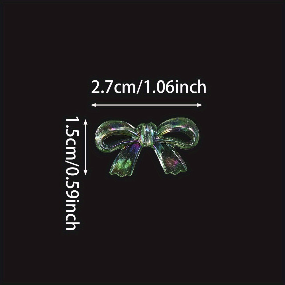 50pcs AB Mixed Color Hollow Bowknot Beads