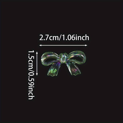 50pcs AB Mixed Color Hollow Bowknot Beads