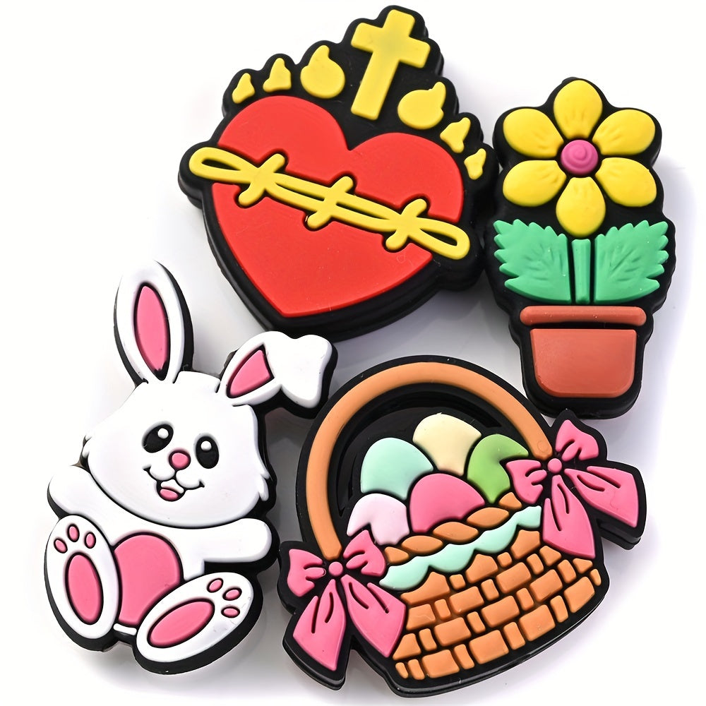 1pc Silicone Basket Flower Pot Heart Rabbit Charm Bead