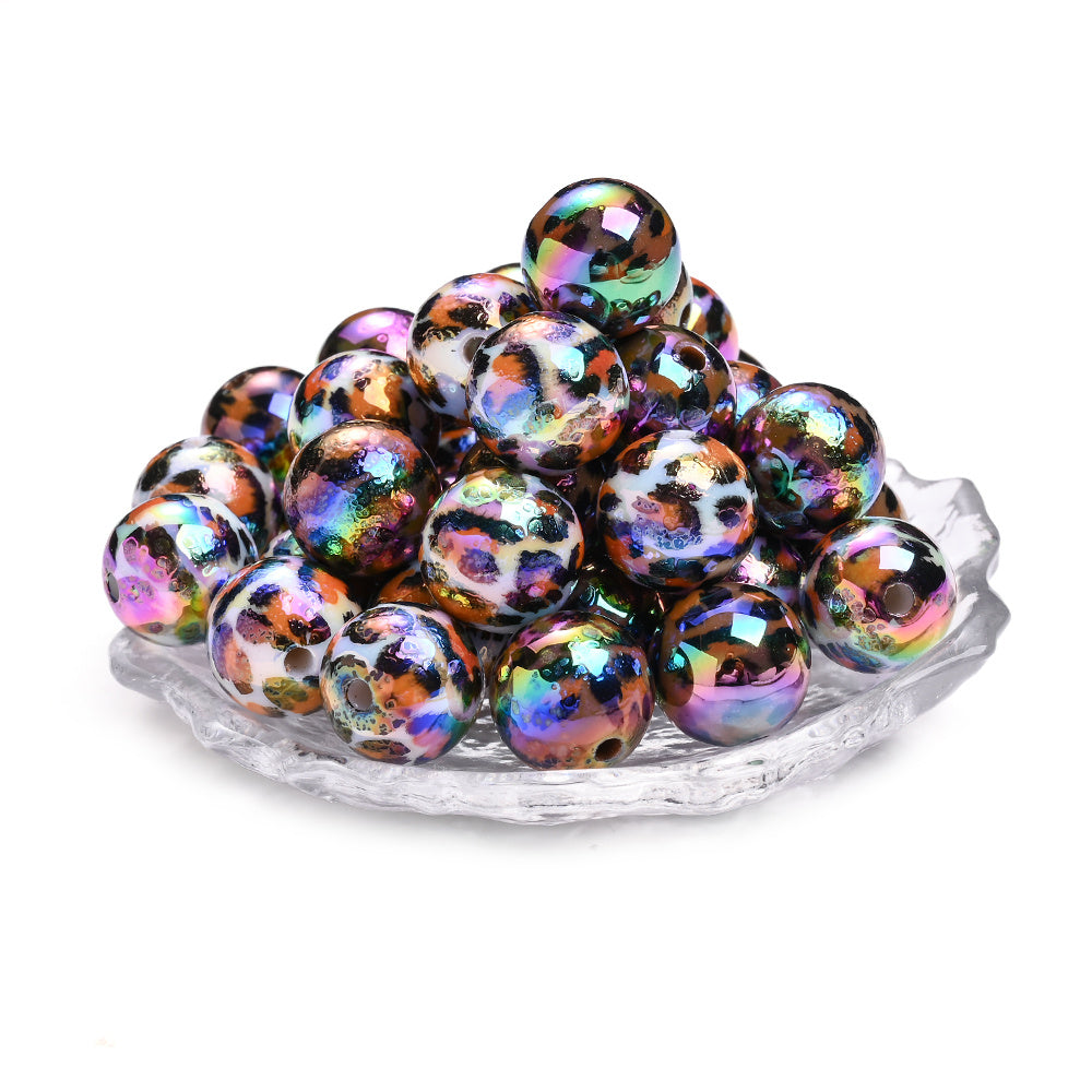 Shiny Leopard Print Acrylic Beads