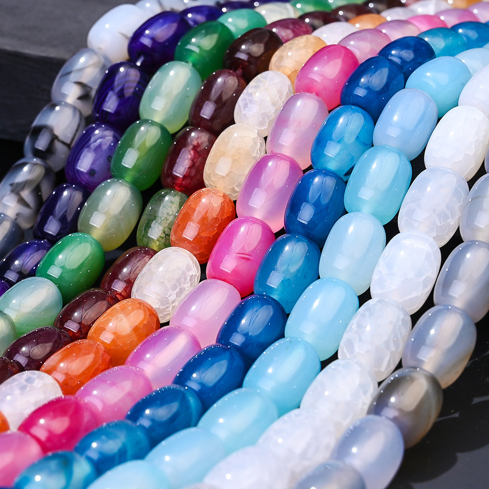 28pcs/strand 10x14mm Natural Agate Barrel Beads