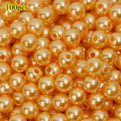 100pcs Random Colorful 8mm Round Acrylic Spacer Beads