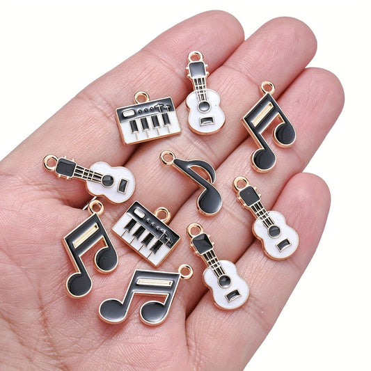 Black Music Note and Instrument Pendant Charms