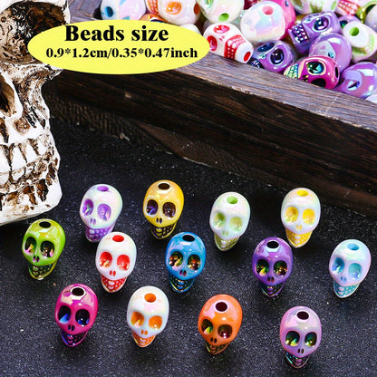 10pcs Halloween Skull Acrylic Large Hole Beads