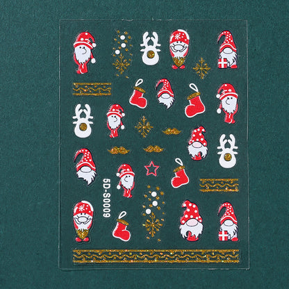 Christmas 5D Embossed Nail Art Stickers