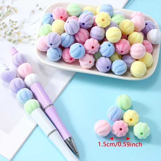 10PCS 15mm Flocked Pumpkin Acrylic Bead Set