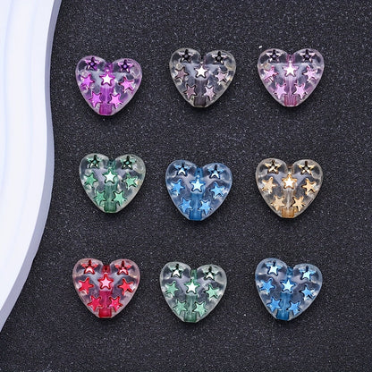 Frosted Heart Star Beads