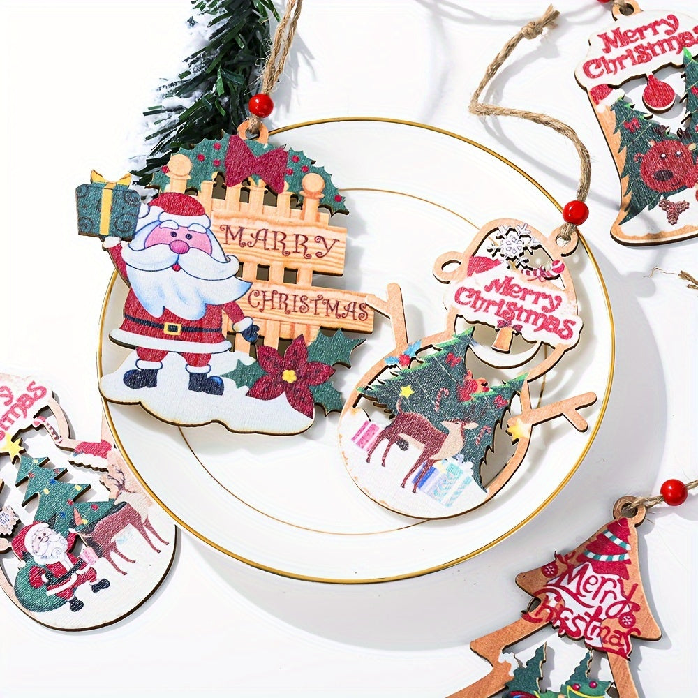 Wooden Merry Christmas Decorative Pendant