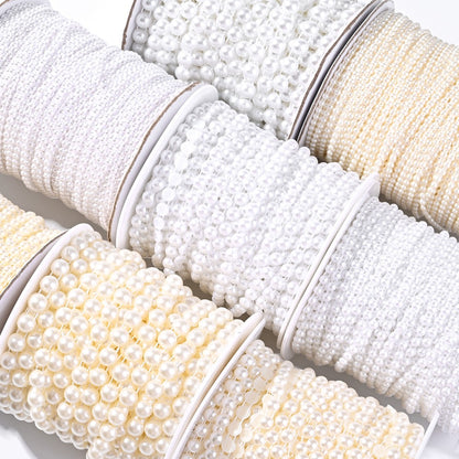 27m/roll 6mm Half Round Imitation Pearl Bead String