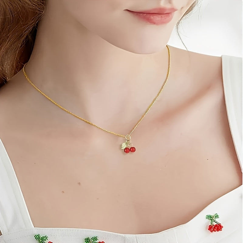 36-Piece Handmade Cherry Pendants with Gold Hooks
