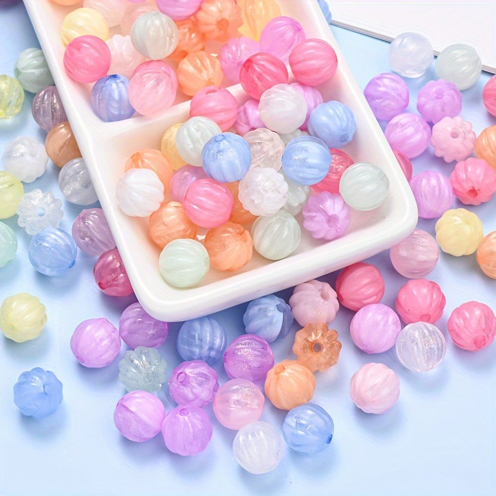 Fine Glitter Pumpkin Acrylic Spacer Beads