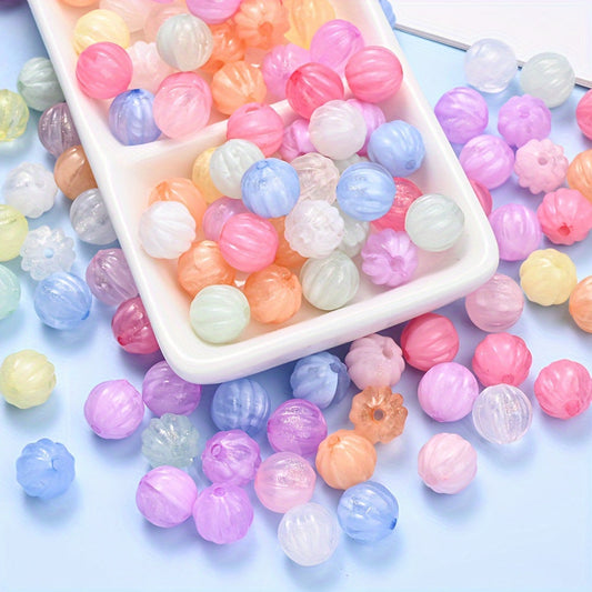 Fine Glitter Pumpkin Acrylic Spacer Beads