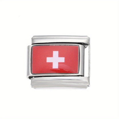 World Flag Alloy Bracelet Module