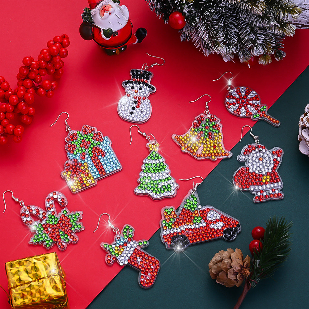 Acrylic Christmas Diamond Painting Earrings Set