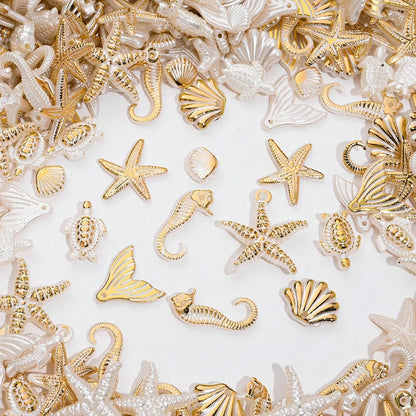 Boho Acrylic Ocean Golden Edge Starfish Turtle Charms