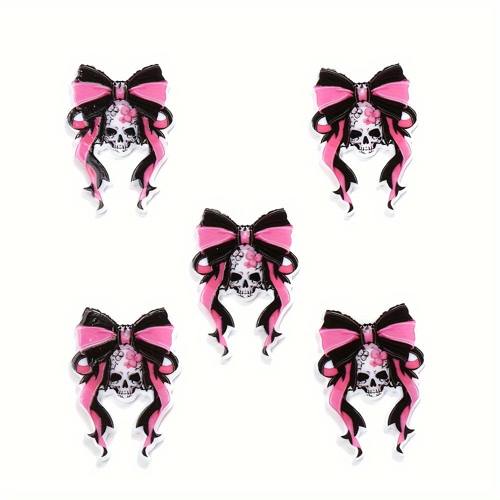 Pink Black Bow Acrylic Spacer Beads