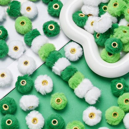 Green Faux Fur Beads