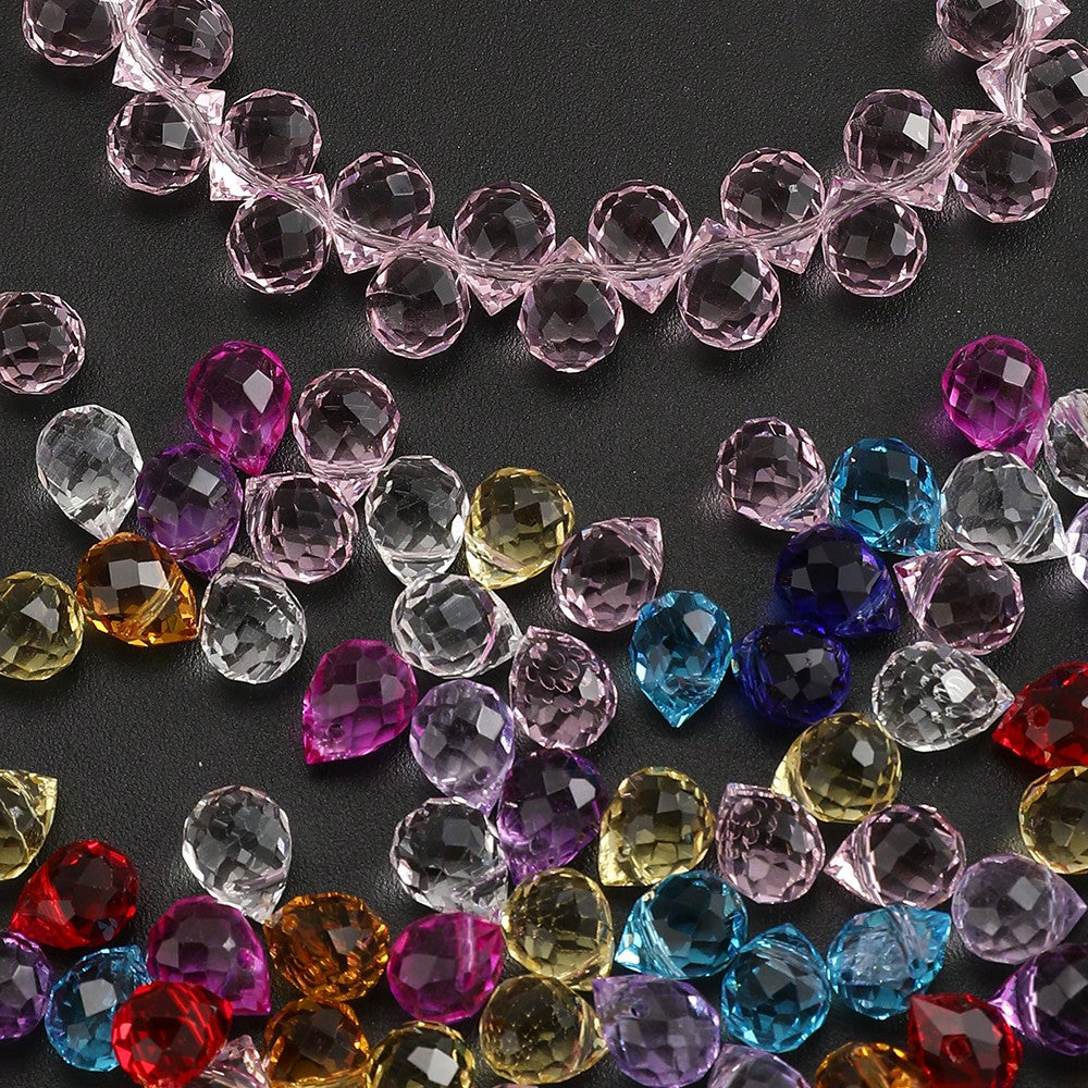 40/80/200pcs 8x10mm Multi-Faceted Transparent Glass Beads