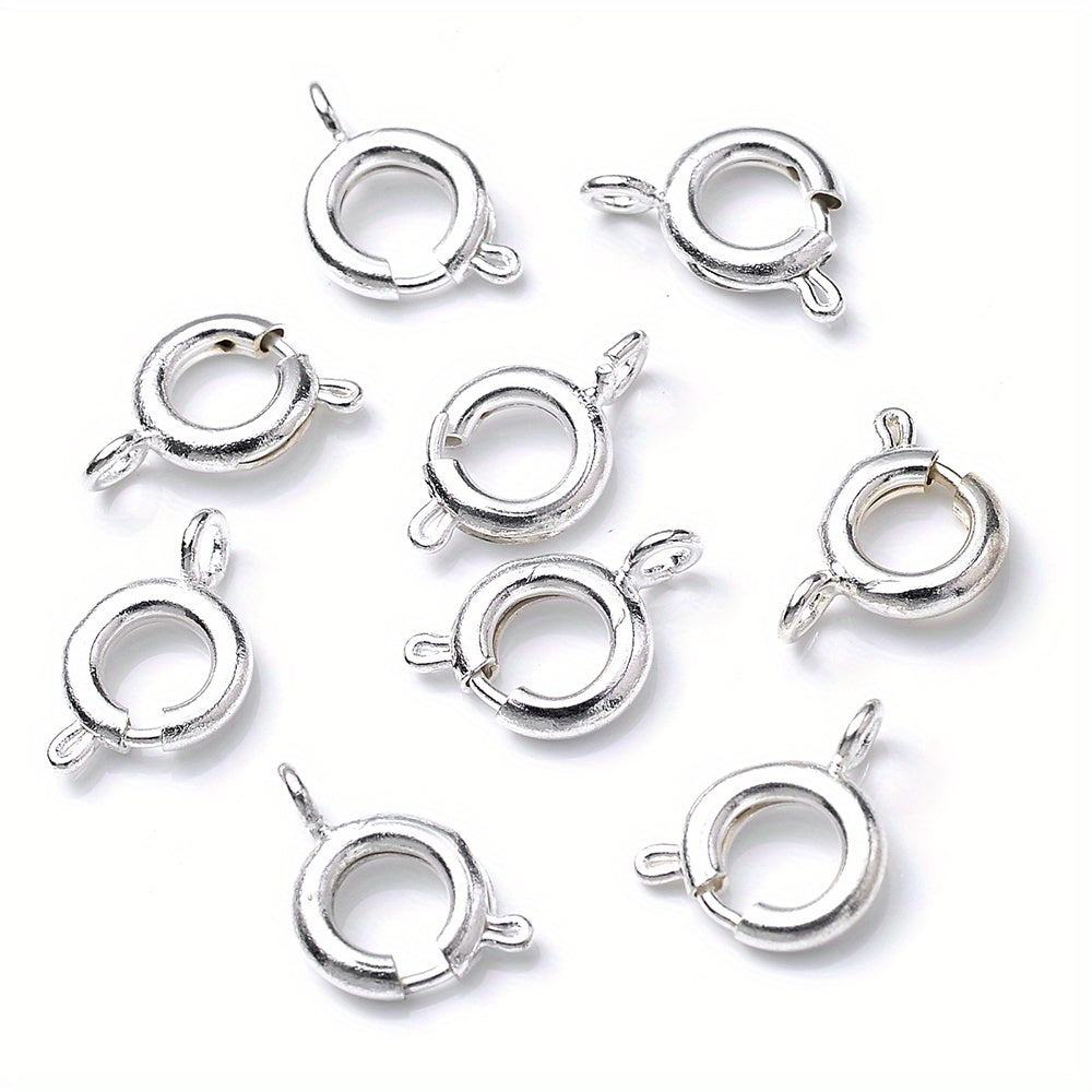 10PCS 7mm Gold & Silver Spring Clasps with Open Jump Rings