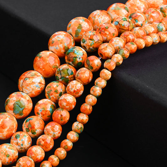 Orange Green Spacer Loose Beads