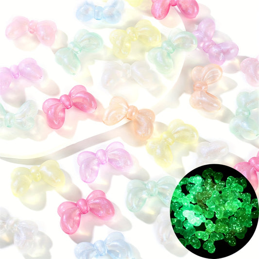 20pcs Luminous Acrylic Bowknot Beads