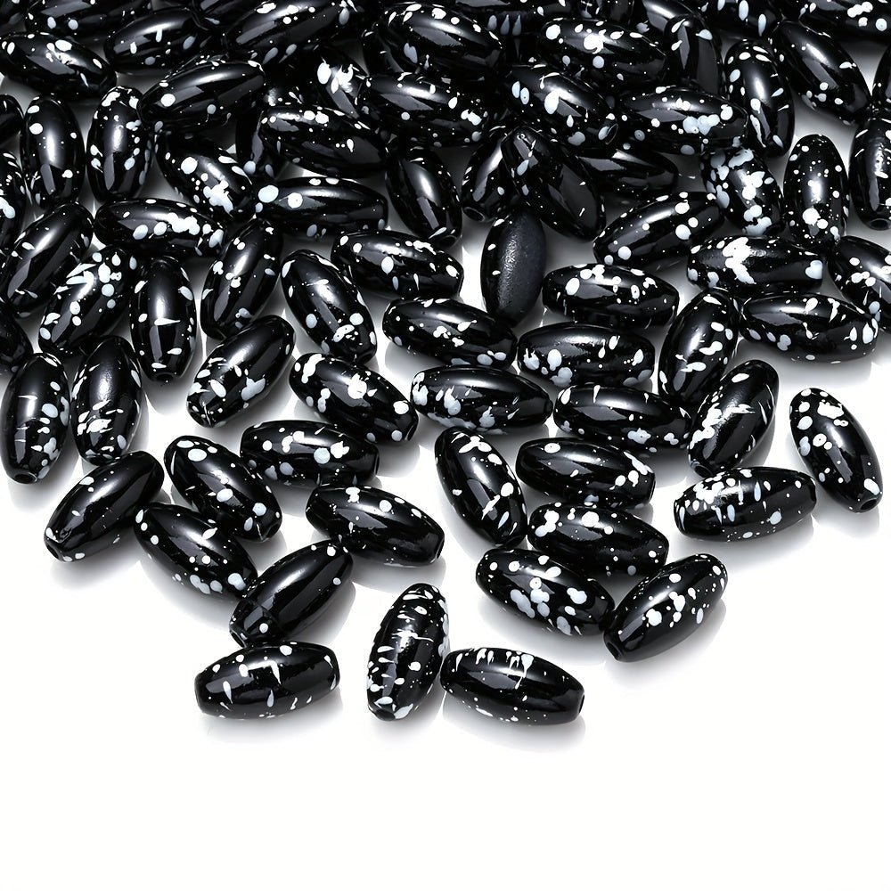 Artistic Splatter Design Acrylic Oval Beads