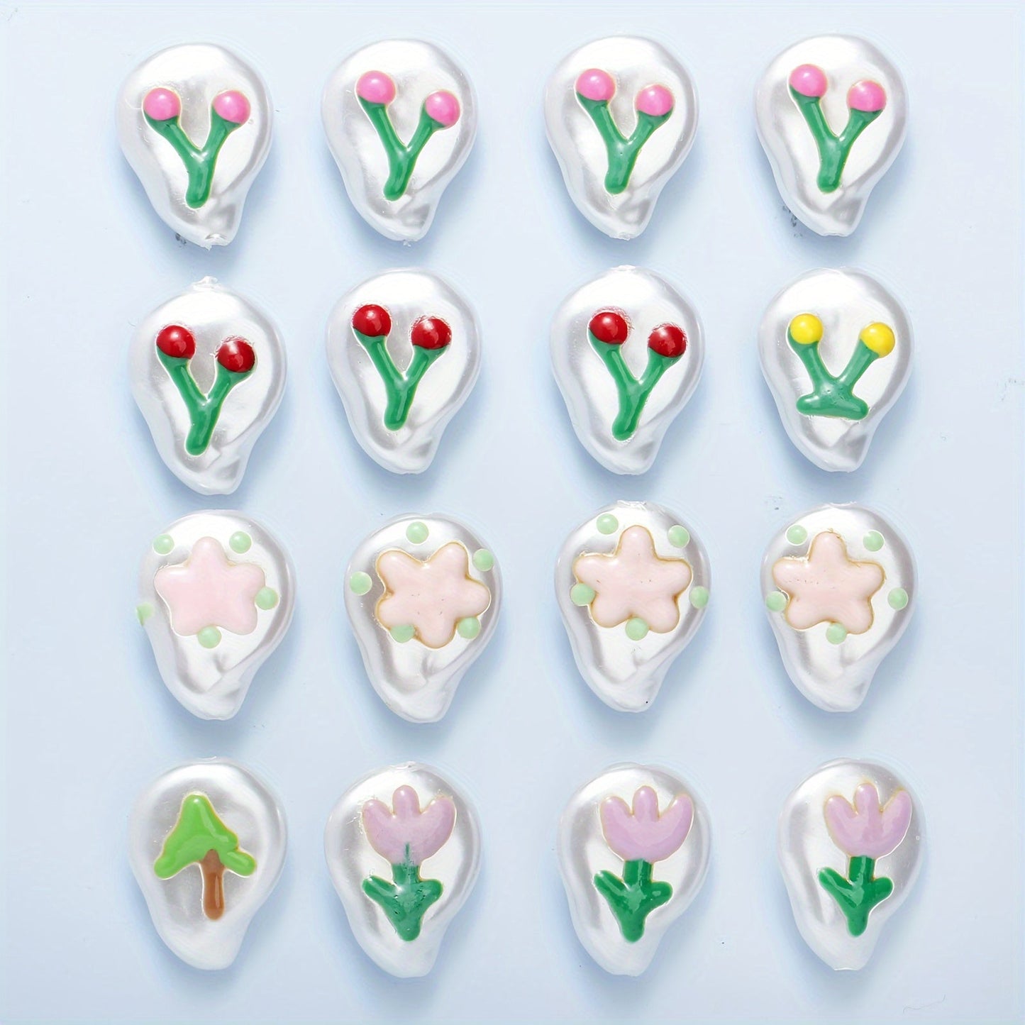 10PCS Water Drop Double-Sided Imitation Pearl Bead Set