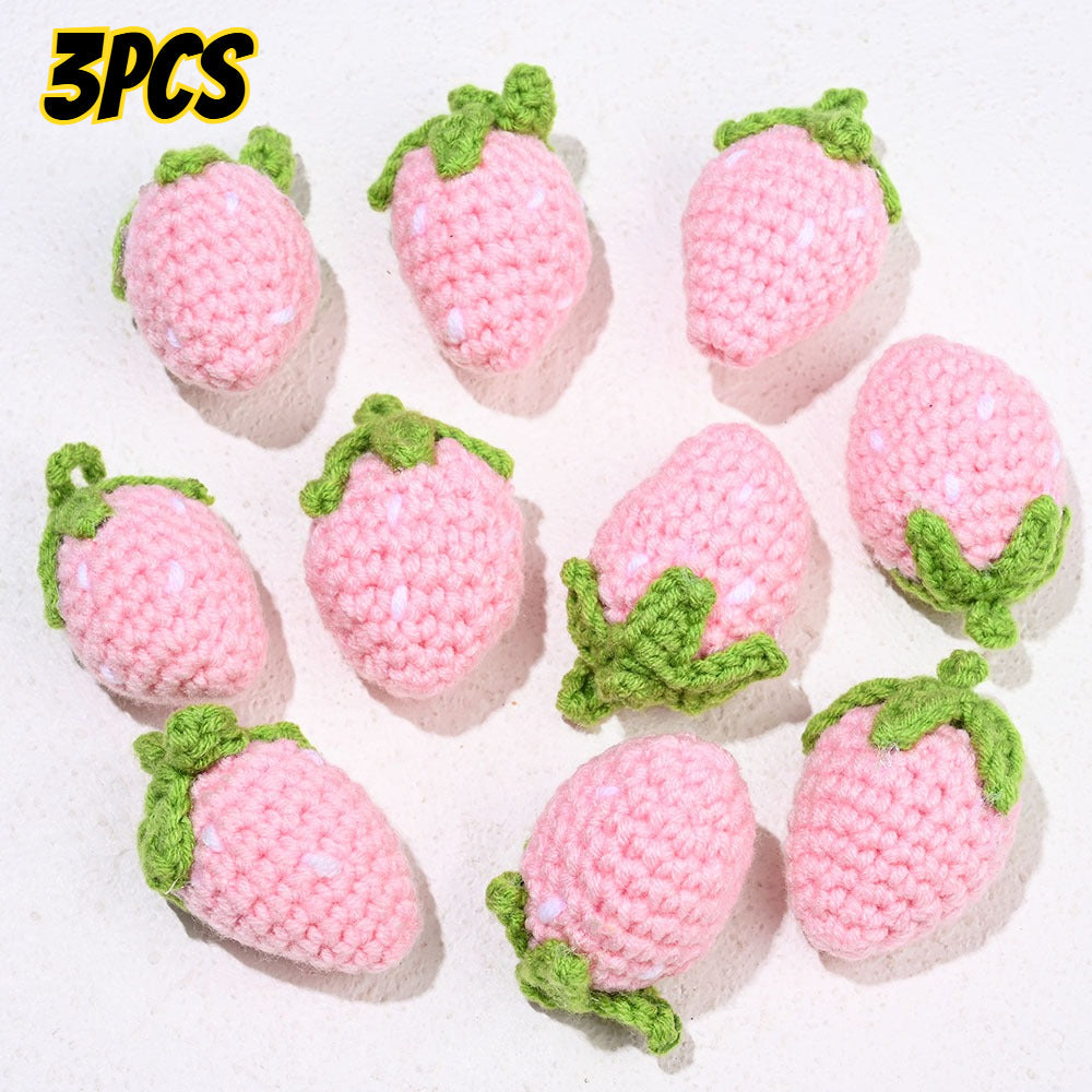 3-Piece Random Knitted Strawberry Charms