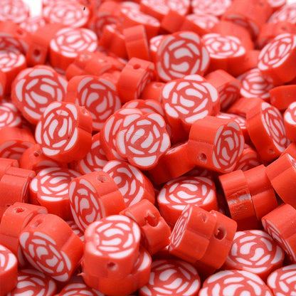 Mixed Rose Polymer Clay Spacer Beads