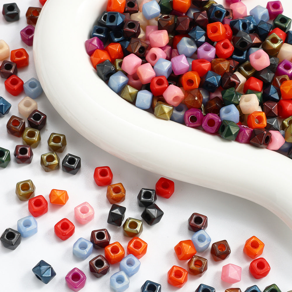 Mixed Color Square Polygonal Acrylic Beads