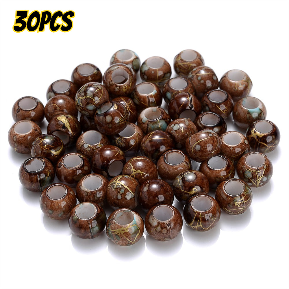 30pcs 10x8mm Multicolor Round Acrylic Dotted Beads