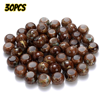 30pcs 10x8mm Multicolor Round Acrylic Dotted Beads