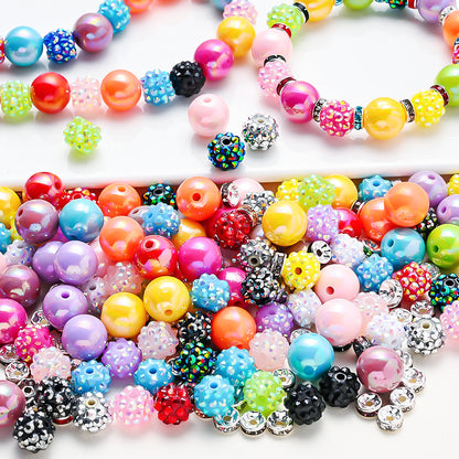Colorful Resin and Rhinestone Spacer Bead Set