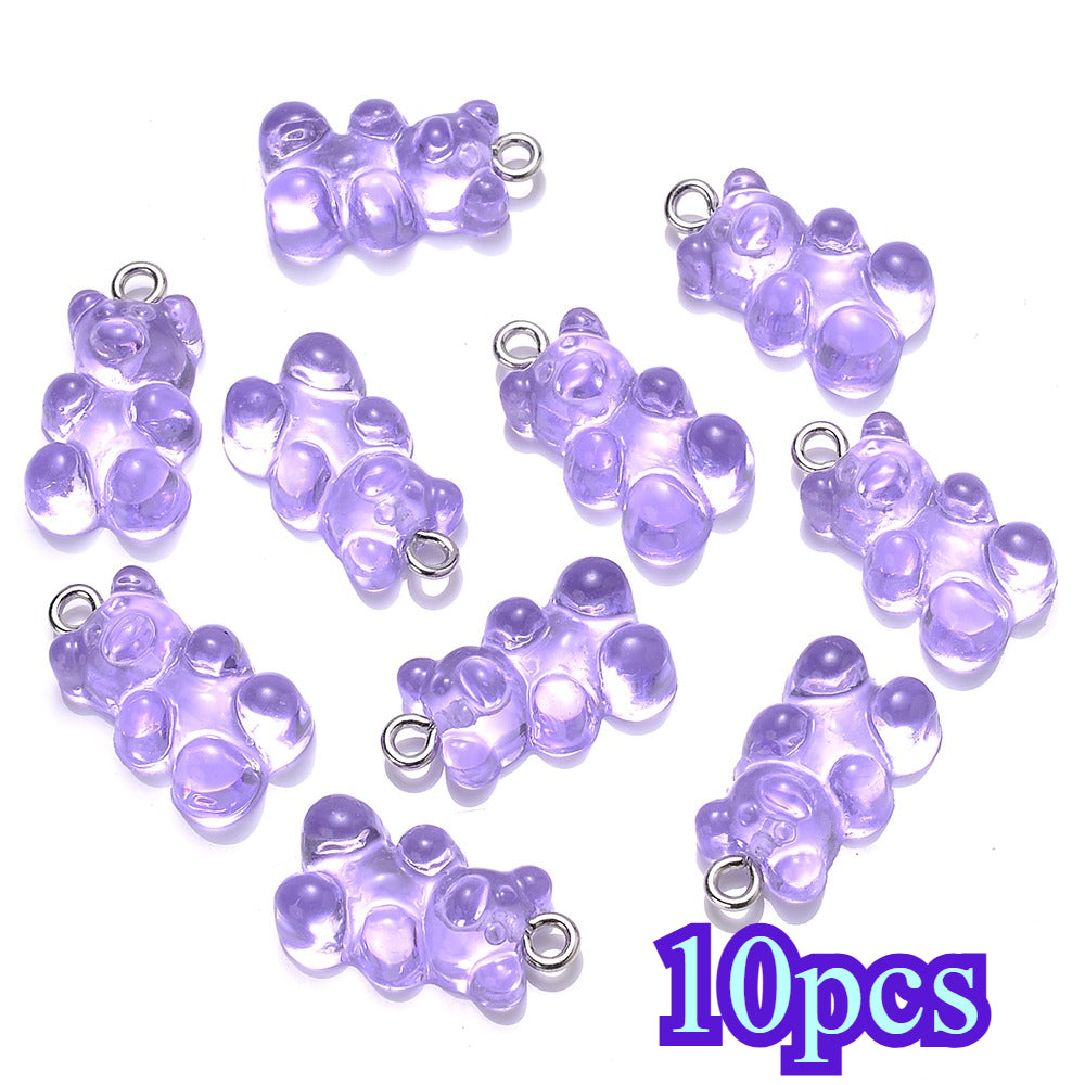 10-Piece 10x20 mm Vibrant Resin Bear Charms