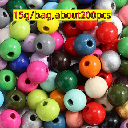 4/6/8/14mm Multicolor Wooden Round Spacer Beads