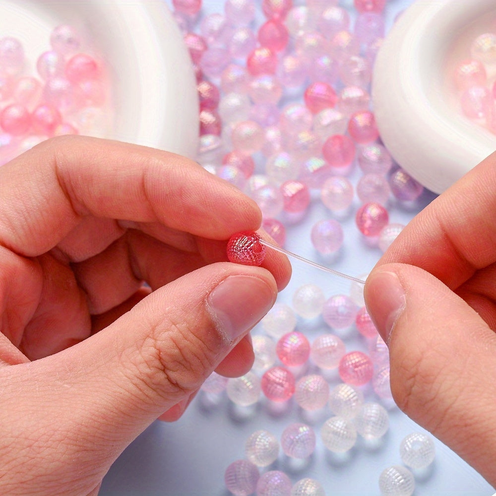 100pcs 8mm Pink Series AB Acrylic Round Beads