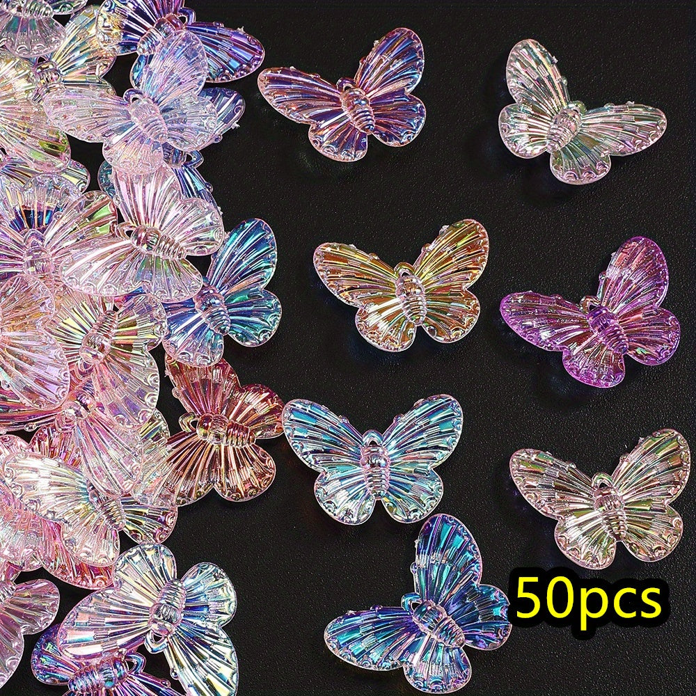 50pcs/set 22x29mm UV Color Butterfly Acrylic Beads