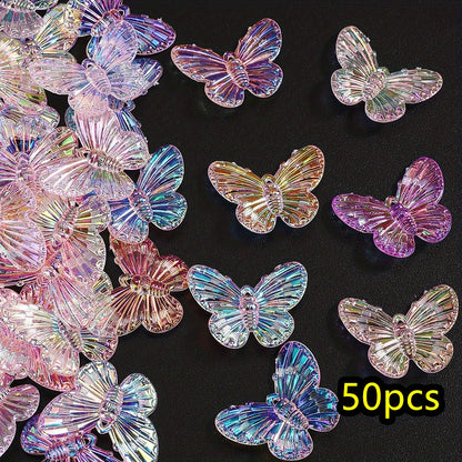 50pcs/set 22x29mm UV Color Butterfly Acrylic Beads