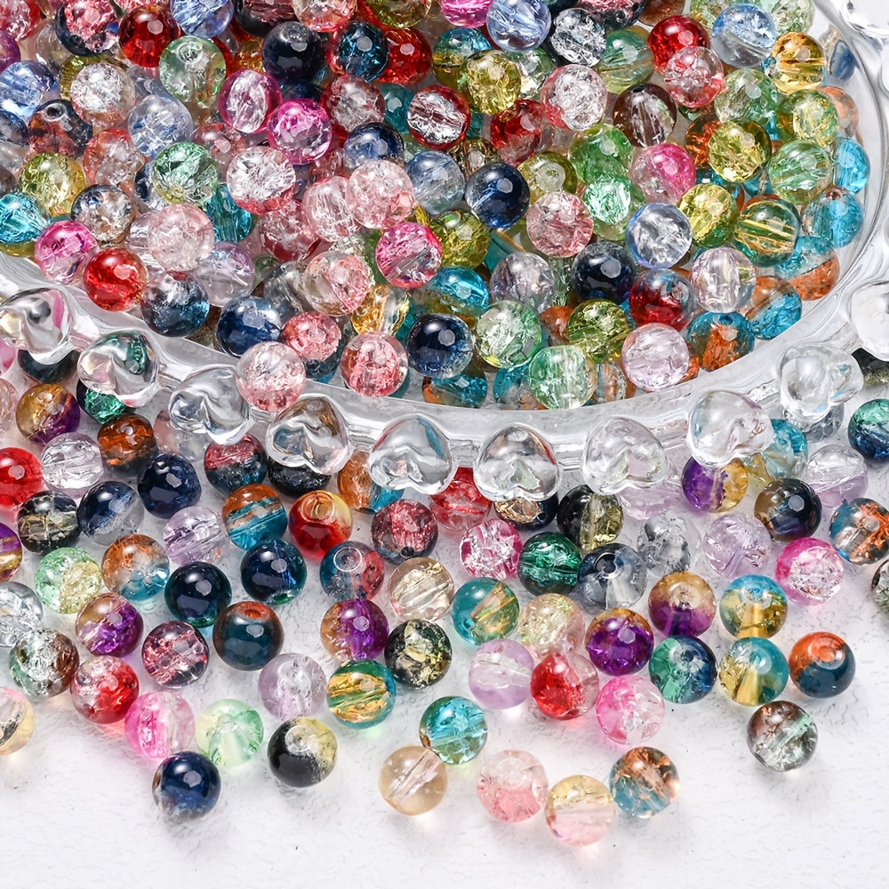 100PCS 8mm Gradient Glazed Flower Bead Set