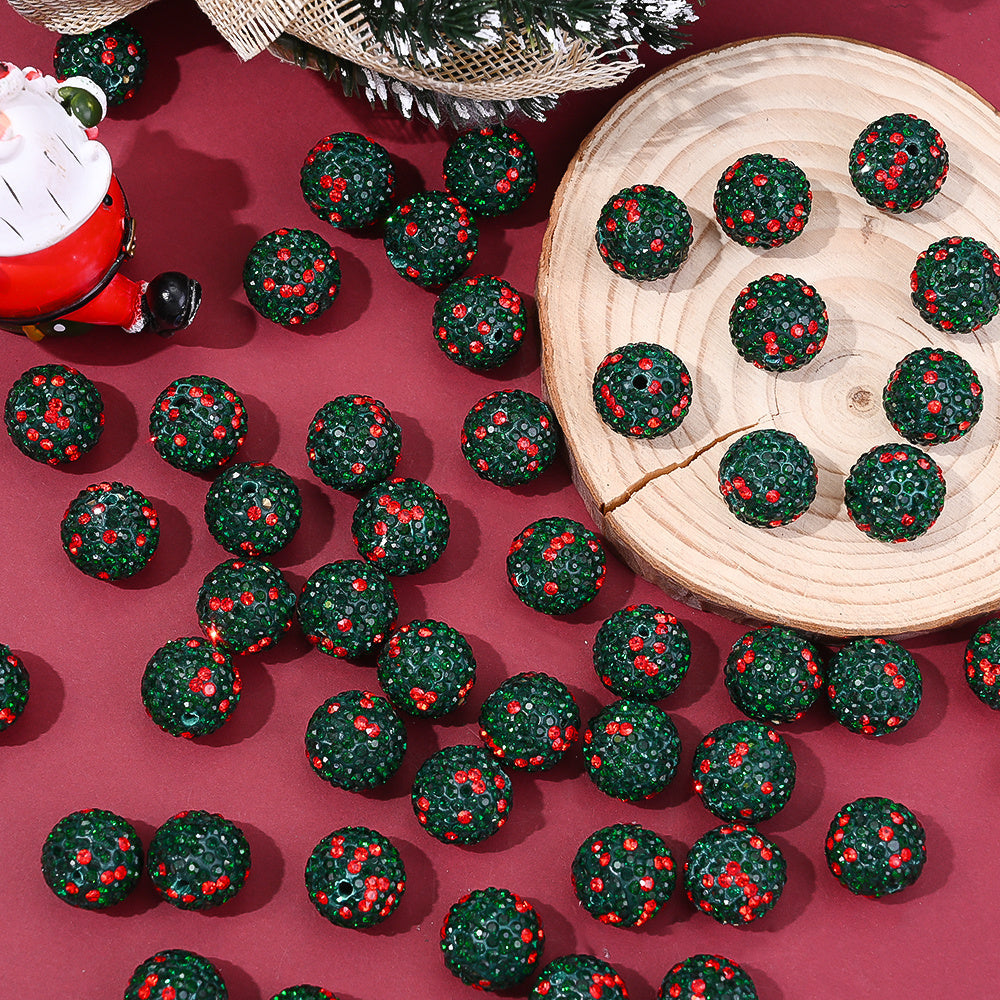 Christmas Polymer Clay Rhinestone Beads