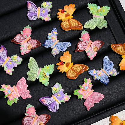 10PCS 22×26mm Colorful Butterfly Resin Flatback Embellishment Set